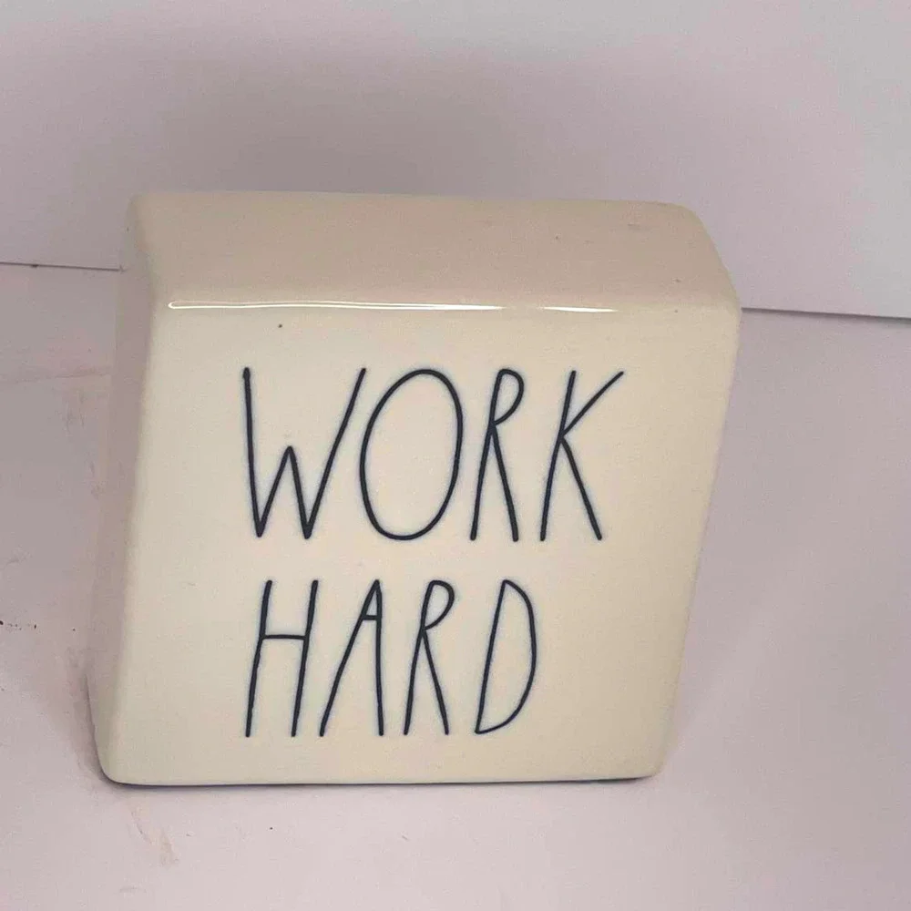 Rae Dunn Artisan Collection BE BRAVE / WORK HARD Motivational Paperweight
